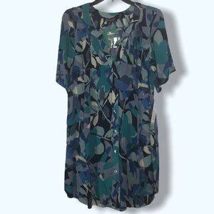 NWT Roaman’s Tunic Length Button-Down Top Sz 12W